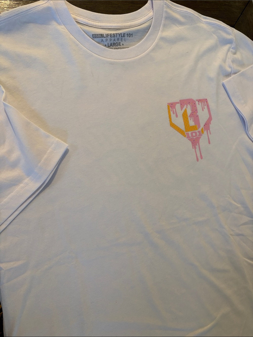 NWT [Baseball Lifestyle 101] Ice Cream Short Sleeve T-Shirt Pink White Men’s L - Picture 5 of 11